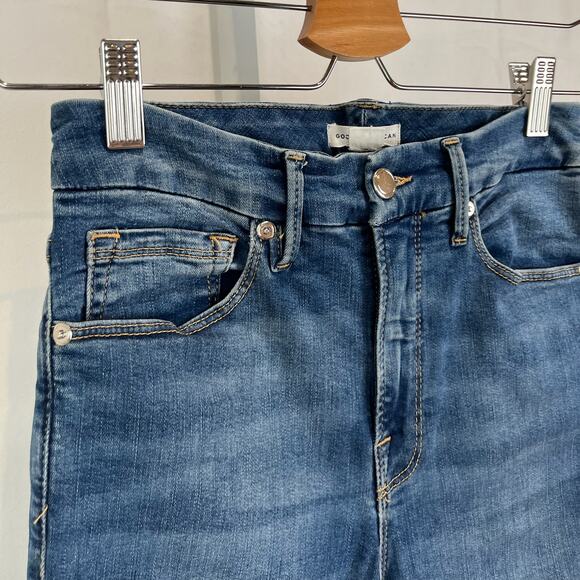 GOOD AMERICAN Size 25 0 Good Waist Ankle Crop Raw Edge Hem Skinny Jeans Blue - Picture 6 of 10